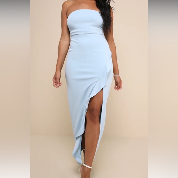 NWT Lulus Light Blue Midi Dress - Picture 1 of 7